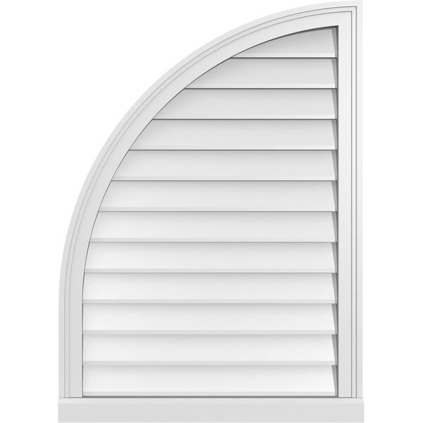 Ekena Millwork Quarter Round Top Left Surface Mount PVC Gable Vent w/ 2"W x 2"P Brickmould Sill Frame, 26"W x 36"H GVPQL26X3603SN - main